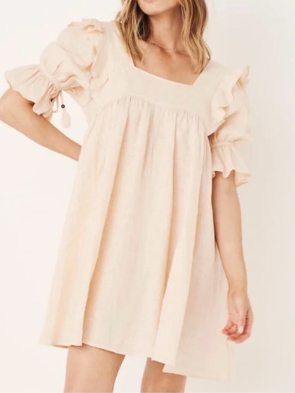 Spell & The Gypsy Collective Mae Linen Ruffle Babydoll Dress S Cottagecore - Picture 2 of 13